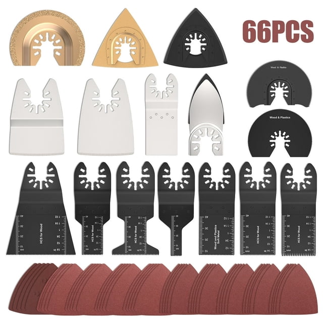 66pcs Oscillating Tool Blades Oscillating Multitool Saw Blades Accessories Kit for Fein Multimaster Makita Milwaukee Rockwell Ryobi Craftsman Ridgid