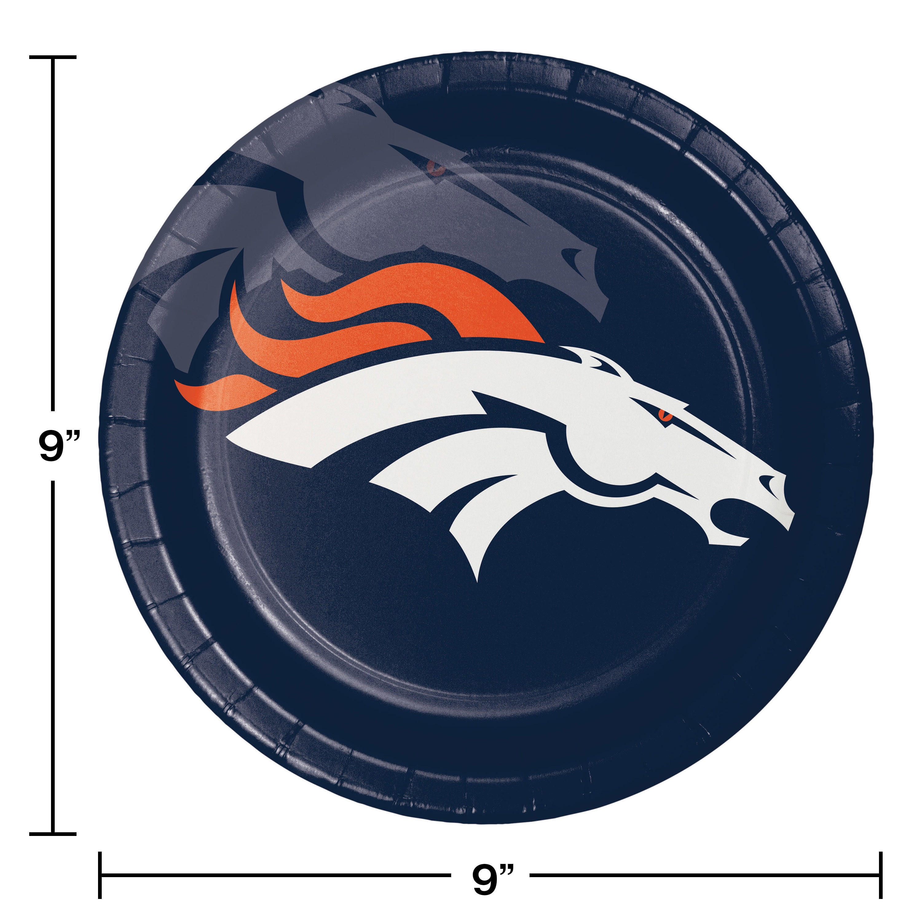 Denver Broncos Round Paper Plates 24 Count for 24 Guests