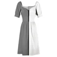 thumbnail image 4 of half gray half black white black line Short-Sleeved Dress loose women's dress party dresses woman dresses summer, 4 of 6