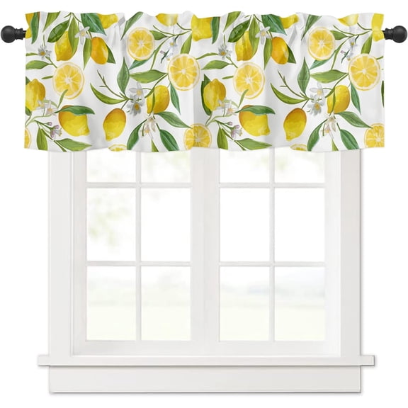 Rdsfhsp Yellow Lemon Rod Pocket Polyester Valance Curtain for Living Room Kitchen Decor 54x18 inch