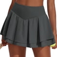 thumbnail image 2 of lcziwo Tennis Skirt for Women Double Ruffle Pleated Golf Skort Casual High Waisted Tummy Control Yoga Athletic Skirts Gifts for Mom Del Dia Gray L, 2 of 7