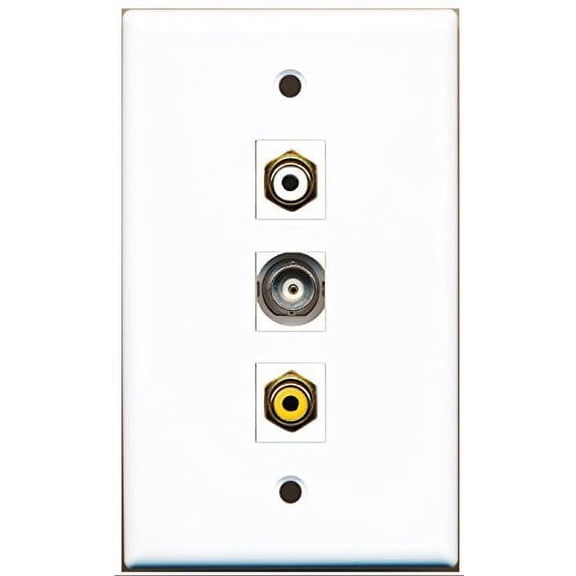 RiteAV - 1 Port RCA White and 1 Port RCA Yellow and 1 Port BNC Wall Plate