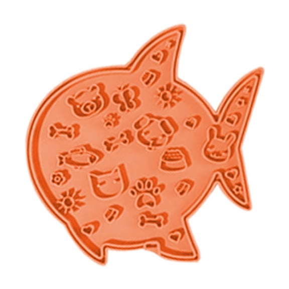 Silicone Pet Mat Slow Feed Licking Mat for Dogs and Cats Anti Gulp Non Slip Feeding Pad for Home Pet Use Orange Fish Shaped Silicone Dog Licking Mat