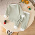 thumbnail image 6 of TOWED22 Infant Baby Boy Clothes 0 3 6 12 18 24 Months Fall Winter Outfit Cute Truck Printed Romper Pants 2Pcs Tracksuit,Green,12-18 M, 6 of 8