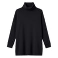 thumbnail image 5 of Vynhevius Women Plus Size Tunic Top Solid Turtleneck Long Sleeve Side Slit Casual Loose Blouse, 5 of 7