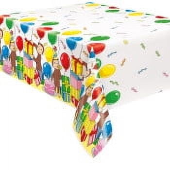 Unique Industries Waterproof 84" x 54" Curious George Plastic Tablecloths