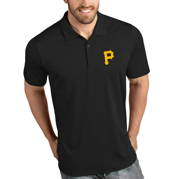 Men's Antigua Black Pittsburgh Pirates Tribute Polo
