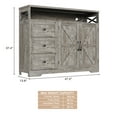 thumbnail image 5 of Veanerwood 2-Doors 3-Drawers Farmhouse Kitchen Sideboard,Buffet Cabinet with Adjustable Shelves and Charging Station, Washed Grey, 5 of 8