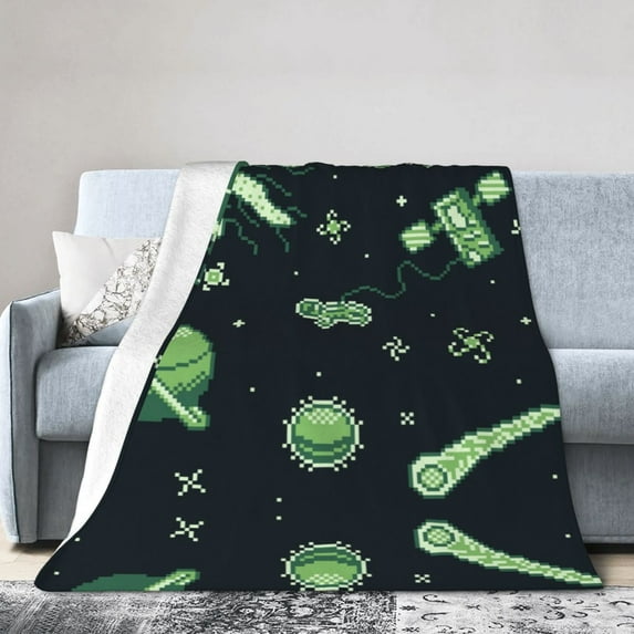 ZICANCN Anti-Pilling Flannel Bed Throw Blankets Space Earth Pixel Art , Couch Ultra Soft Micro Fleece Sofa Bed Camping Travel Blanket for Adults 80"x60"