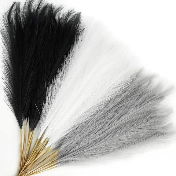 30-piece Black Artificial Pappas Grass Tall, 21.6 inches (approx. 54.9 cm) Artificial Colored Pompas Grass Short Fluffy Faux Pampas Reed Stems Vase Filling Floral Arrangement Suitable for Home