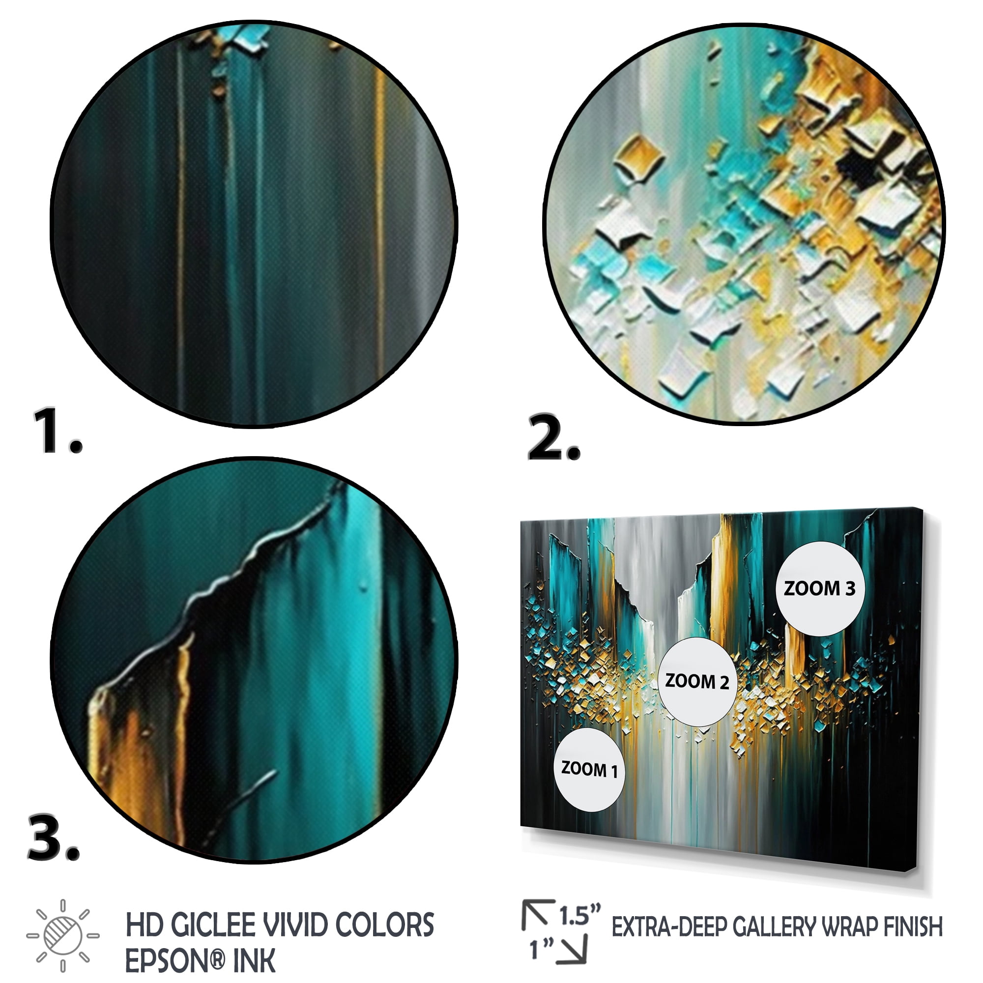 Designart Abstract Geometric Black And Green I Canvas Wall Art