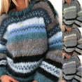 thumbnail image 3 of Pull Ample à Manches Longues pour Femmes, Col Rond, Vintage, Contrasté, Rayé, Épais, Chaud, Tricoté, Streetwear Y1, 3 of 5