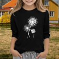 thumbnail image 2 of GiLiling Girls Summer 3/4 Sleeve Crewneck Sweatshirt, Floral Print Basic Blouse, Lightweight Casual Top for Warm Season Daily Outdoor Activities, 2 of 5