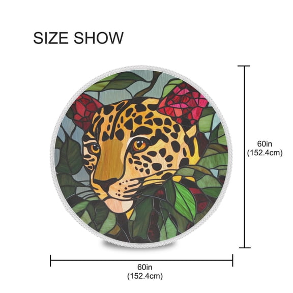 BZSMCE Round Tablecloth Christmas Leopard Print Pattern Tableclothes