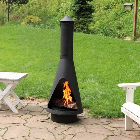 Sunnydaze 56" High-Temperature Finish Steel Wood-Burning Chiminea with Poker and Grate