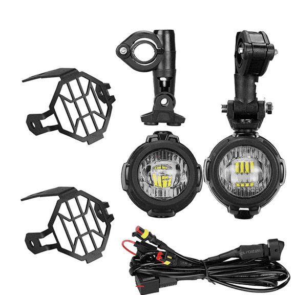 2pcs  Motorcycle Headlight LED Fog Light Protect Guards with Wiring Harness For R1200GS F800GS