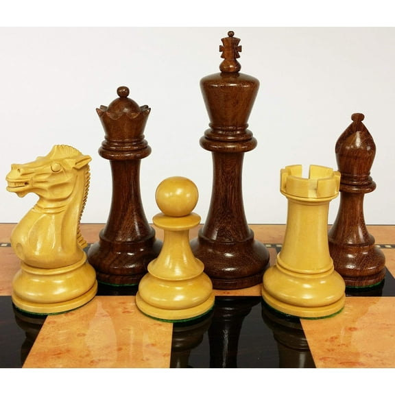 4 QNS Acacia Boxwood 4 5/8 Anderssen Staunton Wood Large Chess Men Set NO Board
