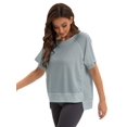 thumbnail image 5 of Womens Fashion T-shirts Round Neck Sleeve Summer Loungewear Tracksuit, 5 of 6
