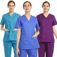 thumbnail image 3 of Scrub Medical Uniform Top Women Men Tunic Nurse Hospital Work Wear Medical Tops, 3 of 8
