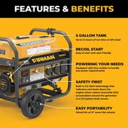 FIRMAN P03613 4550/3650W Gas Portable Generator 4550W Recoil Start 120V with CO Alert