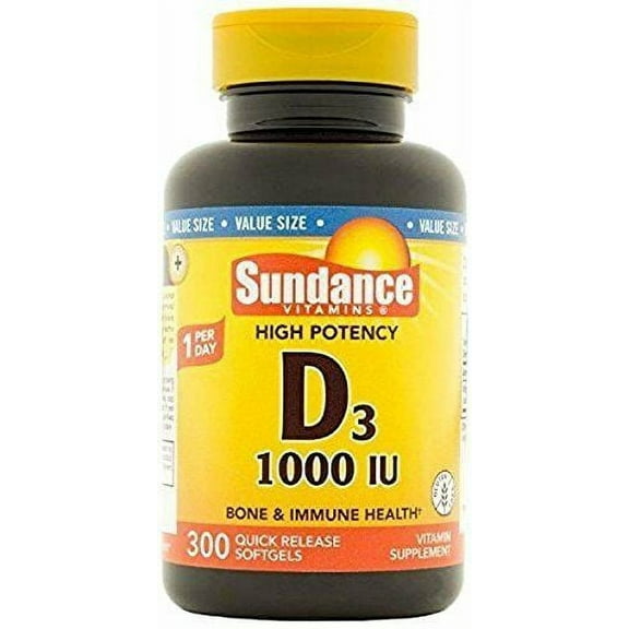 Sundance Vitamin D3 1000IU High Potency Support Bone Health, 300ct, 3-Pack