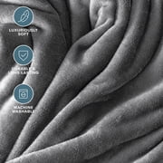Bare Home Microplush Fleece Blanket - 300 GSM - Fuzzy Microfleece - Soft & Plush - Full/Queen, Gray