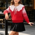 thumbnail image 5 of BLVB Girls Fall Winter Clothes Long Sleeve Collared Sweaters Cute Knit Tops Comfy Warm Pullover(Red,3-4 Years), 5 of 7