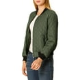 thumbnail image 6 of INSPIRE CHIC Women's Stand Collar Zip Up Raglan Sleeves Bomber Quilted Jacket S Dark Green, 6 of 7