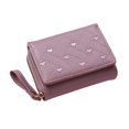 thumbnail image 2 of Bolsa Tarjetero Titular Bordado Amor Mujeres PU Monedero Plegable Corto Monedero (Púrpura) Likrtyny Para Estrenar, 2 of 5