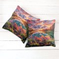 thumbnail image 2 of Ambesonne Lake Throw Pillow Cover Pack of 2, Colorful Mesmerizing Scenery, 2 Pcs-28"x28", Burnt Sienna Green Teal, 2 of 5