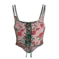 thumbnail image 6 of DJskiyers Women Vintage Floral Corsets Renaissance Boned Bustier Corset Top Lace up Overbust Bodysuit Embroidery Tight Vest Drawstring Tank Top, 6 of 9