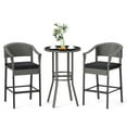 thumbnail image 2 of Costway Ensemble de Bar en Rotin pour Patio 3 Pcs, Fauteuils de Bar en Osier Hauteur Bar et Table Ronde, 2 of 10