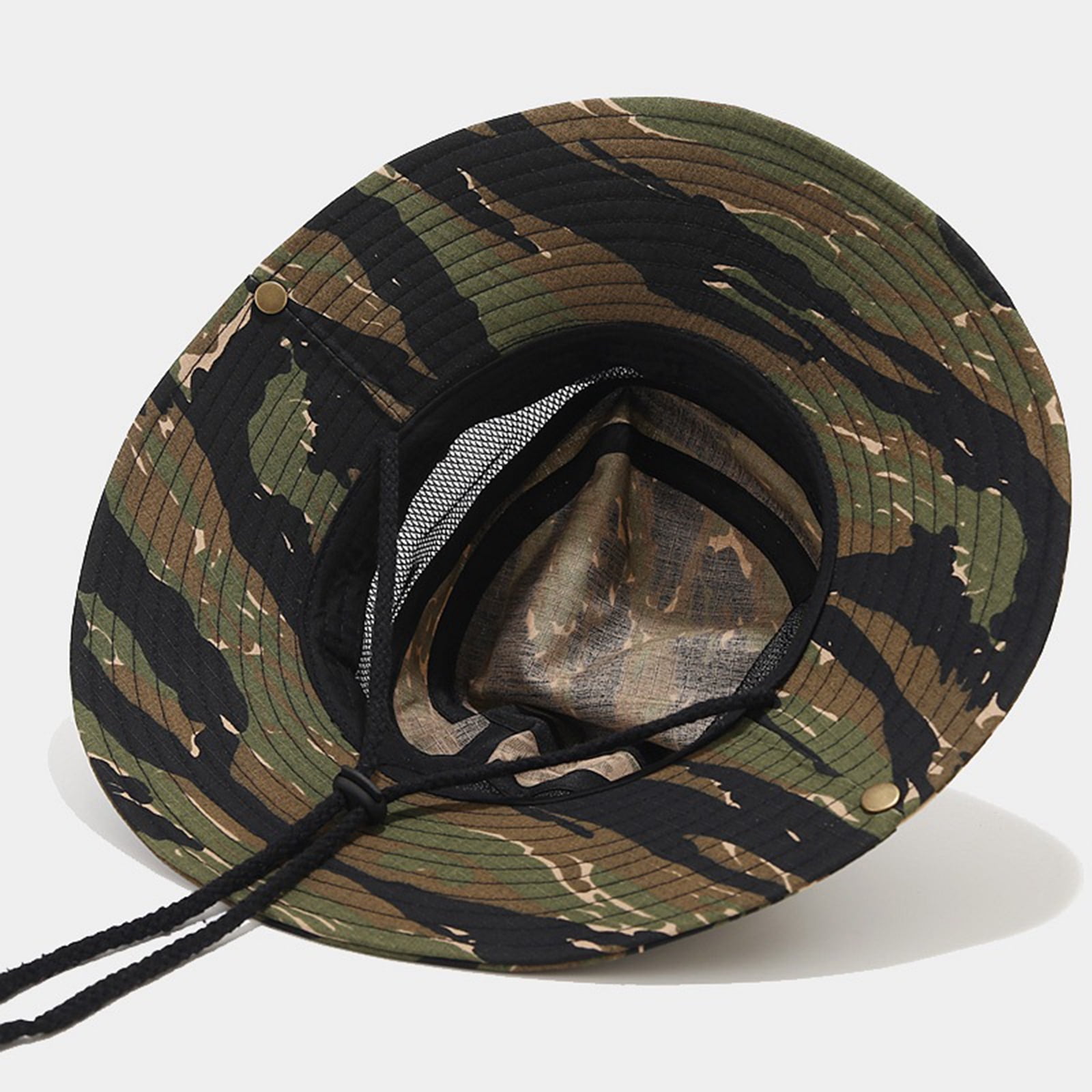 WEAIXIMIUNG Bucket Hat Cute Aesthetic Camouflage Breathable Wide Brim  Boonie Hat Outdoor Mesh Cap for Travel Fishing Black