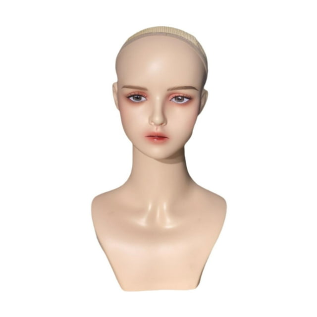 Cabeza de maniquí femenino realista con soporte de peluca multifuncional estable para maquillaje, soporte de exhibición de peluca, cabeza de maniquí