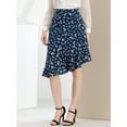 thumbnail image 2 of Unique Bargains Jupe Midi à Volants à Imprimé Floral Léopard pour Femme Taille P, Bleu/blanc, 2 of 6