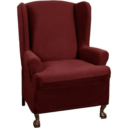 Maytex Stretch Reeves 1 Piece Wing Chair Furniture Cover Slipcover