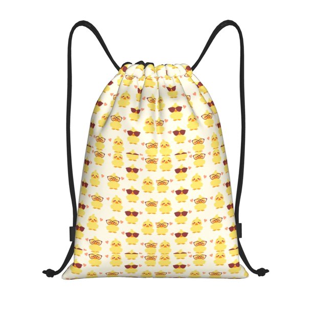 Fotbe Cute Yellow Duck Bolsa Mochila con Cordón Estampada, Bolsa de Gimnasio Deportiva, Bolsa Cinch, Bolsa con Cordón para Hombres y Mujeres-Medium