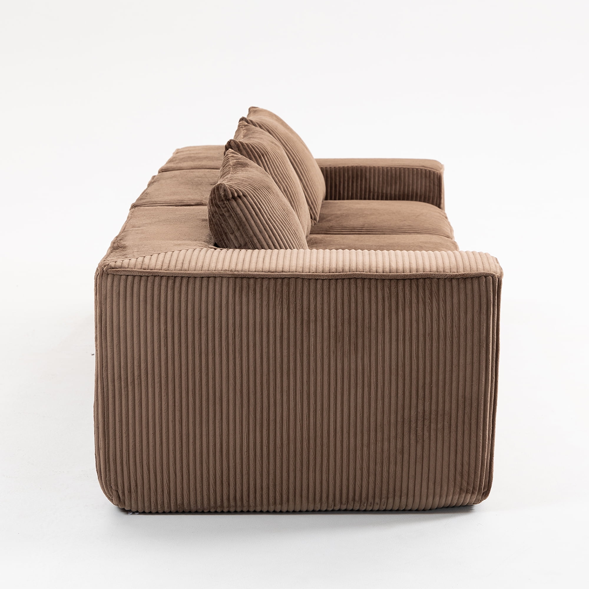 Demi Bonn 111" Modular Sectional Sofa Couchesk, Corduroy 3 Seat Couch Memory Foam Couches for Living Room, Cloud Couch, Brown