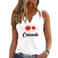 thumbnail image 2 of BRGZLK Canadian Independence Day For Women Tank Top Maple Leaf Partial Printed Vintage T-Shirt Letter Graphic Basic Tees Summer Casual Short Sleeve V Neck Top, 2 of 5
