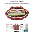 thumbnail image 4 of Tote Bag for Women - Red and Green Christmas Plaid Pattern Shoulder Bag - Large Utility Work Duffle Bag with Zipper Handbag for Travel, Work, Sprots, 4 of 5