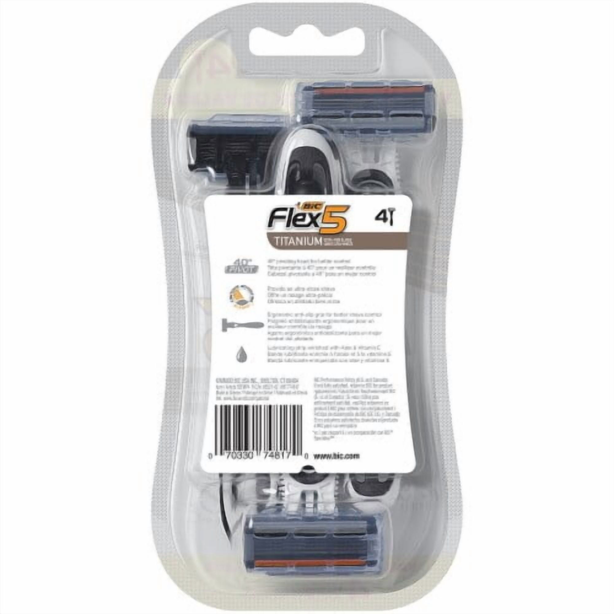 2X - BIC Flex 5 Titanium Ultra-Thin Blade Razors Value Pack 4 pk