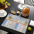 thumbnail image 4 of Multicolor Ethnic Striped Pattern Summer Placemats Table Placemats Set Of 4-Linen Kitchen Washable Placemats Table Mats 11.8"x17.7" Non-Slip Heat Resistant, 4 of 6