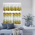 thumbnail image 6 of Kitchen Window Curtains Valance and Tier Set, Rustic Watercolor Sunflower Leaf Rod Pocket Tier Curtain Valance Set, Pastoral Floral on Wood Grain Light Filtering Cafe Curtains for Bedroom, 6 of 9