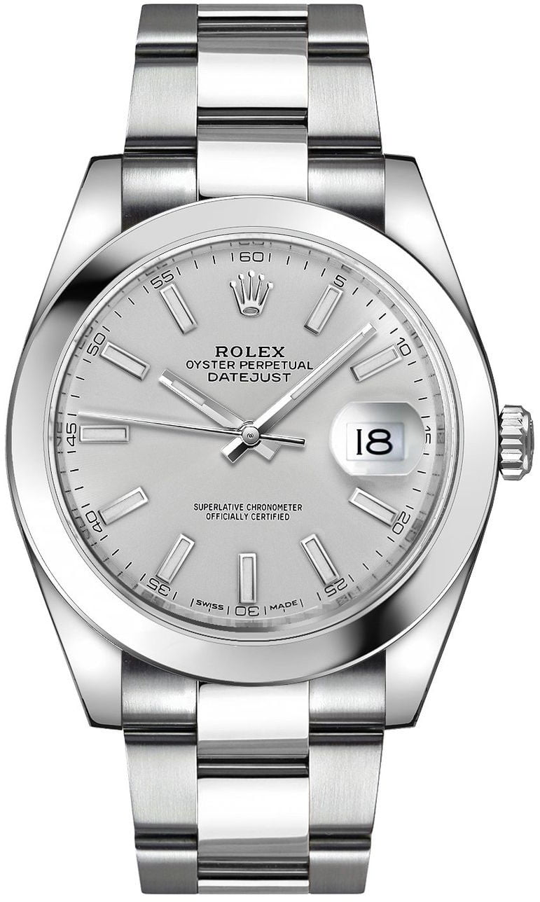 Rolex - Men's Rolex Datejust 41 Silver Dial Oystersteel Watch (ref. 126300) - Walmart.com