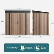 6x4 ft Outdoor Storage Shed on Sale, Sheds & Outdoor Storage with Lockable Doors, Metal Garden Shed by Durable Galvanized Steel for Patio, Lawn, Light Brown