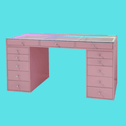 Impressions Vanity Mini SlayStation Kylie 1.0 Makeup Vanity Table with Drawers (Silver)