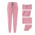 thumbnail image 5 of ATENAR Womens Scrub Sets 2 Piece V Neck Tops Drawsting Pants Pink M, 5 of 9