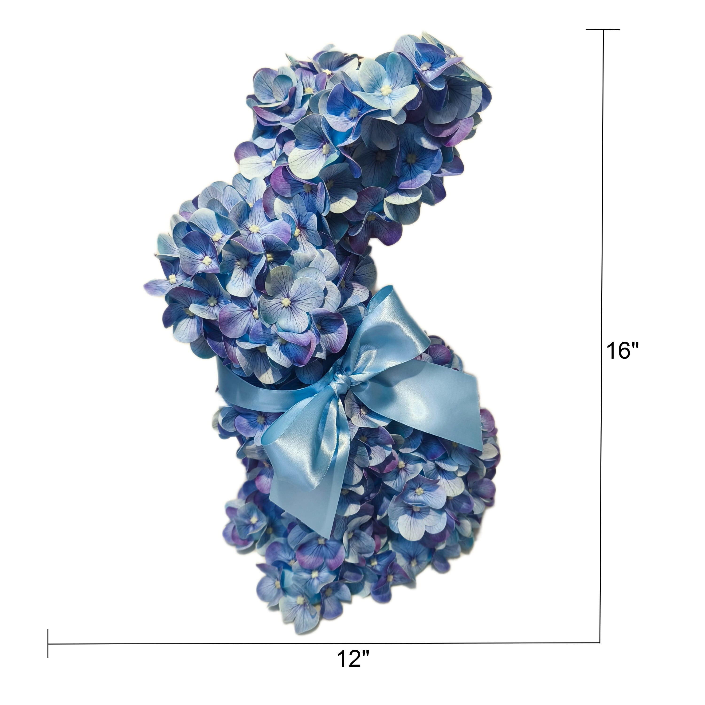 Hydrangea Bunny Tabletop Decoration, Blue, 16