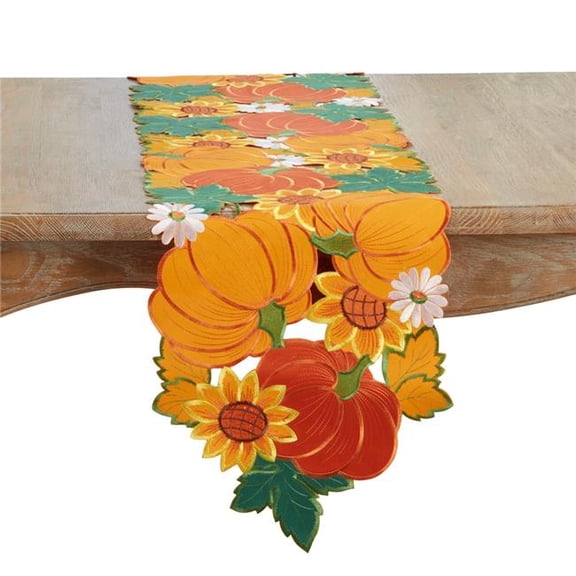 Saro Lifestyle 4847.OR1472B 14 x 72 in. Oblong Pumpkins Table Runner, Orange