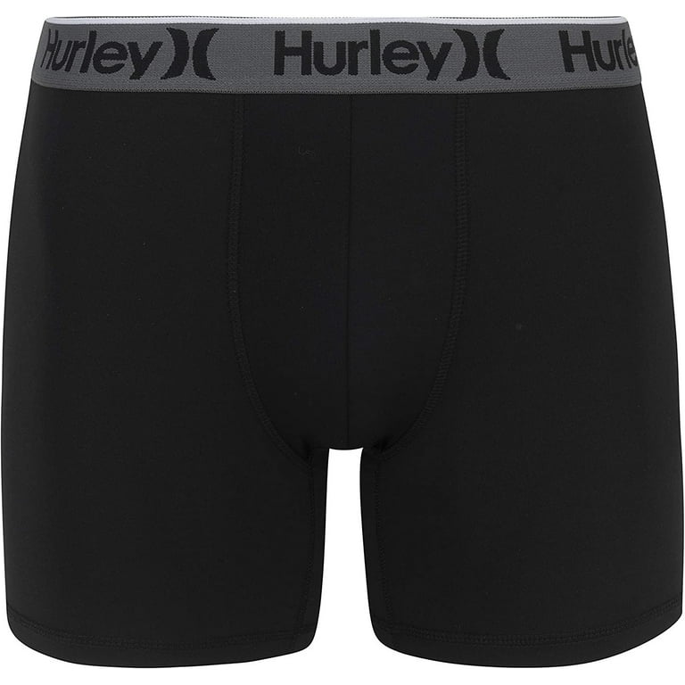 Hurley Men's 3 Pack Regrind Boxer Briefs, Grey Heather/Black/Multi, M 
